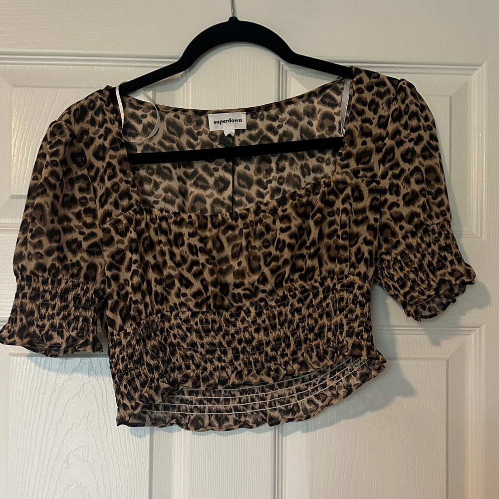Superdown Brown Leopard crop top